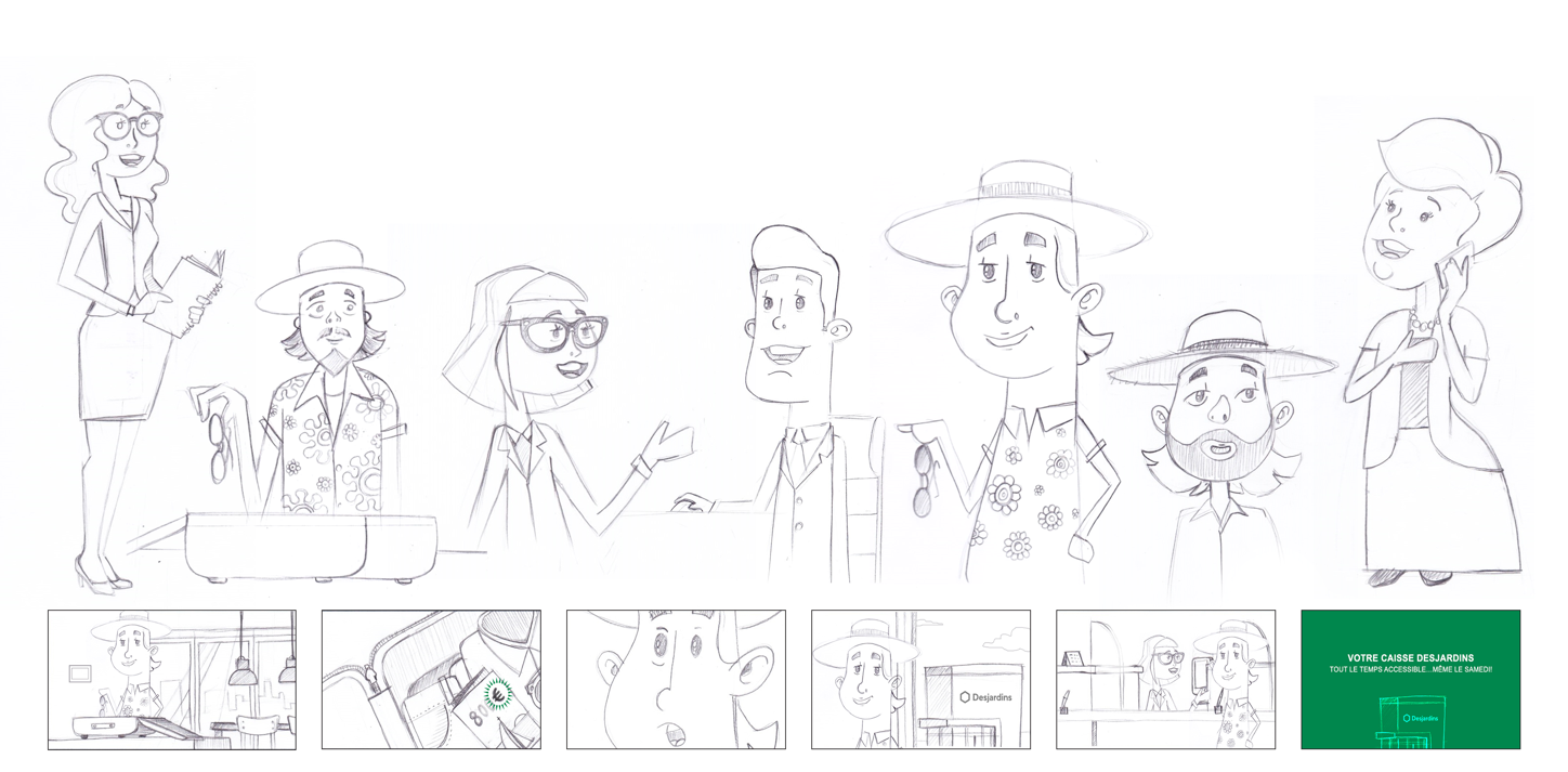 Illustration tirée de la vidéo de motion design pour les capsules de la campagne Tout le temps accessible de Desjardins