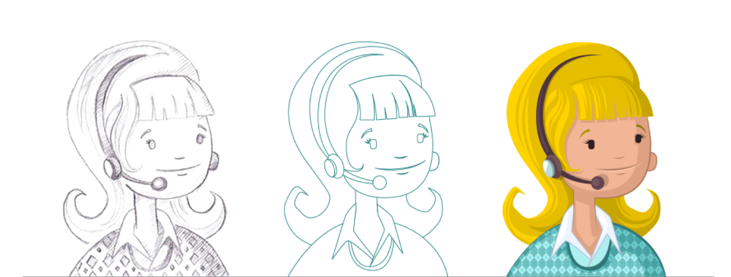 Croquis pour illustration de réceptionniste